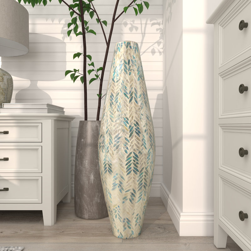 Bungalow Rose Mother of Pearl Shell Handmade Tall Mosaic
